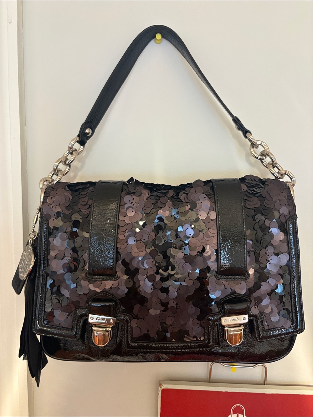 Coach Poppy Sequin Pushlock Flap Bag Rare! Has 3 Hangtags Excellent condition